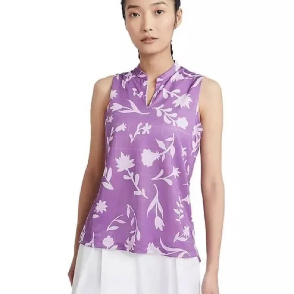 Nike Women's Breathe Floral Printed Sleeveless Polo Size M